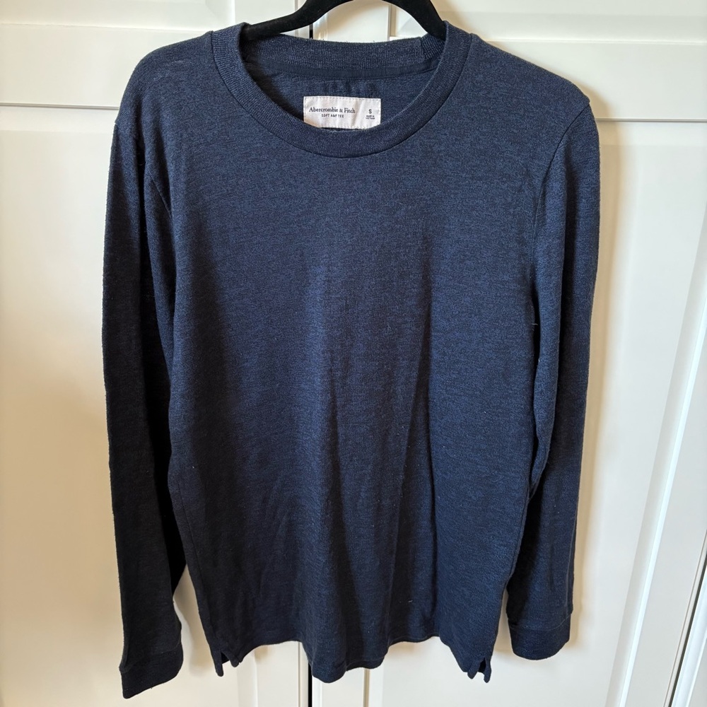 Abercrombie & Fitch Navy Long Sleeve Shirt Men Size S